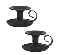 Niaciswe Bougeoir 2 Pièces Bougeoir en Fer Forge Bougeoirs Noirs Chandelier avec Poignée et Plateau Chandeliers Vintage Candélabres Decoration Table pour Mariage Fête Noël Cérémonie Anniversaire