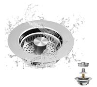 Niaciswe Crépine D'évier de Cuisine 3 en 1 Bouchon Evier avec Un Set Combiné Filtre Evier Cuisine Bouchon Evier Cuisine Bouchon Evier Cuisine Profondeur de L'éVier >37mm