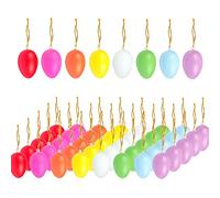 Niaciswe Oeuf Plastique Pâques 40 pièces Oeufs de Paques Oeufs de Pâques Decoration Oeuf Plastique Colorés Oeufs de Paques à Décorer Décoration de Pâques Oeuf Arbre Suspendus avec Corde 8 Couleurs