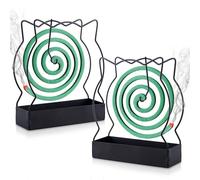 Niaetuto 2PCS Support Spirale Anti Moustique,Porte Spirale Anti Moustique en Métal,Forme de Chat Mignon Porte Encens,Noir Support de Bobine Anti-Moustique pour Chambre,Salon,Jardin,Cuisine
