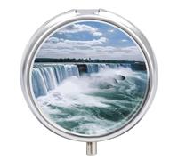 Niagara Falls Pilulier rond à 3 compartiments - Pilulier portable de voyage - Organiseur de médicaments et de vitamines pour sac à main