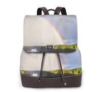 Niagara Falls Sac à dos imperméable et léger en cuir PU pour femme Imprimé chutes, Noir , Taille unique
