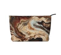 Niagara Falls Trousse de maquillage imprimée en velours côtelé pour femmes, mamans et filles, Marbre marron mélangé, Taille unique, Trousse de toilette