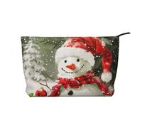 Niagara Falls Trousse de maquillage imprimée en velours côtelé pour femmes, mamans et filles, Merry Christmas With Happy Snowman, Taille unique, Trousse de toilette