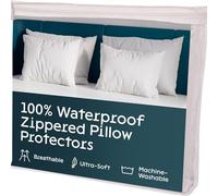 Niagara Lot de 2 housses de protection d'oreiller imperméables, silencieuses, avec fermeture éclair lisse, 50,8 x 66 cm, blanc