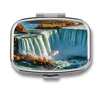 Niagara Pilulier d'automne à 2 compartiments pour sac à main ou poche Mini pilulier en métal pour médicaments quotidiens pour contenir des vitamines, de l'huile de poisson