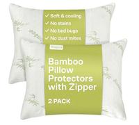 Niagara Sleep Solution Lot de 2 protège-oreillers rafraîchissants en Bambou Naturel Anti-allergie Queen 20 x 30/Paire, étui à Fermeture éclair, Coussin, Absorbant Ultra Pelucheux