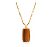 Nialaya - Collier Plaque d'Identité Oeil de Tigre - Homme - Accessoires - Jaune - Taille: 2XL