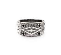 Nialaya - Engraved Vintage Silver Ring with Matte Onyx - Homme - Accessoires - Gris - Taille: 58 MM