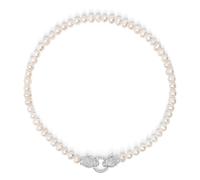 Nialaya, Femme, Accessoires, Gris, Taille: 3Xs/2Xs Women's Pearl Choker with Silver Double Panther Head