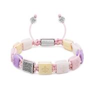 Nialaya, Femme, Accessoires, Gris, Taille: S Women's Cream, White, Lavender & Soft Pink Ceramic Flatbead Bracelet with Silver CZ