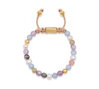 Nialaya, Femme, Accessoires, Jaune, Taille: L Women's Beaded Bracelet with Aquamarine, Amethyst Lavender, Cherry Quartz, Pearls and Botswana Agate