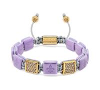 Nialaya, Femme, Accessoires, Jaune, Taille: L Women's Lavender Ceramic Flatbead Bracelet with Gold CZ