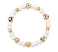 Nialaya, Femme, Accessoires, Jaune, Taille: M Women's Evil Eye Pearl Bracelet