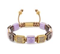 Nialaya, Femme, Accessoires, Jaune, Taille: M Women's Lavender, Purple, Soft Pink & Burgundy Ceramic Flatbead Bracelet with Gold CZ