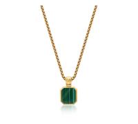 Nialaya - Gold Necklace with Square Malachite Pendant - Homme - Accessoires - Jaune - Taille: 2XL