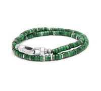 Nialaya - Green Malachite Heishi Wrap Bracelet - Homme - Accessoires - Gris - Taille: XL