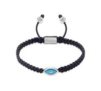 Nialaya, Homme, Accessoires, Gris, Taille: 2XL Men's Black String Bracelet with Silver Evil Eye
