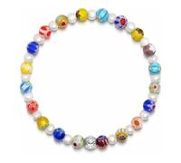 Nialaya, Homme, Accessoires, Gris, Taille: 2XL Men's Pearl Wristband with Hand-Painted Glass Beads