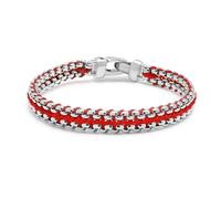 Nialaya, Homme, Accessoires, Gris, Taille: 2XL Red Woven Box Chain Bracelet in Silver