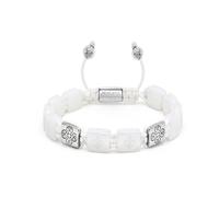 Nialaya, Homme, Accessoires, Gris, Taille: L Men's Ceramic Flatbead Bracelet in White and Silver