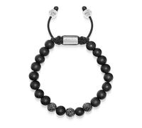 Nialaya, Homme, Accessoires, Gris, Taille: L Men's Trio Black Diamond Beaded Bracelet with Matte Onyx