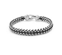 Nialaya, Homme, Accessoires, Gris, Taille: M Black Woven Box Chain Bracelet in Silver
