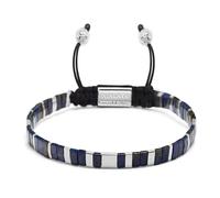 Nialaya, Homme, Accessoires, Gris, Taille: M Men's Bracelet with Marbled Blue and Silver Miyuki Tila Beads