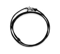 Nialaya, Homme, Accessoires, Gris, Taille: ONE Size Black Wrap-Around String Bracelet with Sterling Silver Lock