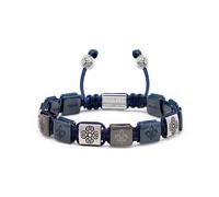 Nialaya, Homme, Accessoires, Gris, Taille: S Men's Ceramic Flatbead Bracelet in Blue and Silver