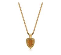 Nialaya, Homme, Accessoires, Jaune, Taille: 2XL Gold Necklace with Brown Tiger Eye Shield Pendant