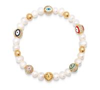 Nialaya, Homme, Accessoires, Jaune, Taille: 2XL Men's Evil Eye Pearl Bracelet