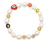Nialaya, Homme, Accessoires, Jaune, Taille: 2XL Men's Smiley Face Pearl Bracelet