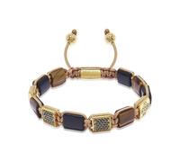 Nialaya, Homme, Accessoires, Jaune, Taille: 2XL The Dorje Flatbead Collection - Matte Onyx and Brown Tiger Eye