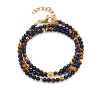 Nialaya, Homme, Accessoires, Jaune, Taille: 2XL The Mykonos Collection - Brown Tiger Eye, Matte Onyx, and Gold