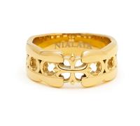Nialaya, Homme, Accessoires, Jaune, Taille: 62 MM Men's Cross Band Ring with Gold Plating