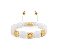Nialaya, Homme, Accessoires, Jaune, Taille: M Men's Ceramic Flatbead Bracelet in White and Gold