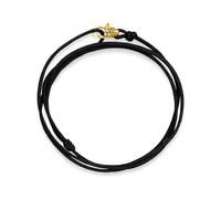 Nialaya, Homme, Accessoires, Jaune, Taille: ONE Size Black Wrap-Around String Bracelet with Sterling Silver Gold Plated Lock