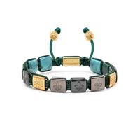 Nialaya, Homme, Accessoires, Jaune, Taille: S Men's Ceramic Flatbead Bracelet in Black, Green, Turquoise, and Gold