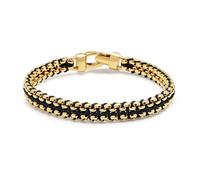 Nialaya, Homme, Accessoires, Jaune, Taille: XL Black Woven Box Chain Bracelet in Gold