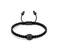 Nialaya, Homme, Accessoires, Noir, Taille: L Men's Black String Bracelet with Black CZ Bead
