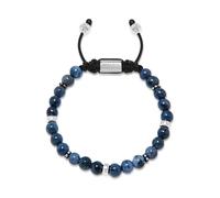 Nialaya - Men's Beaded Bracelet With Blue Dumortierite And Silver - Homme - Accessoires - Gris - Taille: M