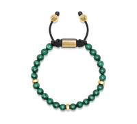 Nialaya - Men's Beaded Bracelet with Malachite and Gold - Homme - Accessoires - Jaune - Taille: XL