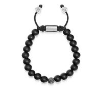 Nialaya - Men's Black Diamond Beaded Bracelet with Matte Onyx - Homme - Accessoires - Gris - Taille: M