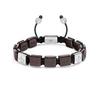 Nialaya - Men's Ceramic Flatbead Bracelet in Dark Red and Sterling Silver - Homme - Accessoires - Gris - Taille: XL