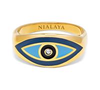 Nialaya - Men's Gold Evil Eye Ring - Homme - Accessoires - Jaune - Taille: 60 MM