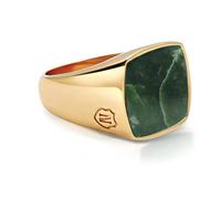 Nialaya - Men's Gold Signet Ring with African Turquoise - Homme - Accessoires - Jaune - Taille: 56 MM