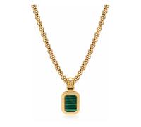 Nialaya - Men's Sterling Silver Necklace with Two-in-One Malachite & Black Onyx Pendant - Homme - Accessoires - Jaune - Taille: 2XL