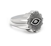 Nialaya - Men's Vintage Evil Eye Ring with Clear Crystal - Homme - Accessoires - Gris - Taille: 64 MM