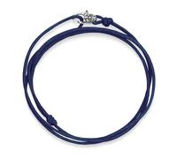 Nialaya - Navy Wrap-Around String Bracelet with Sterling Silver Lock - Homme - Accessoires - Gris - Taille: ONE Size